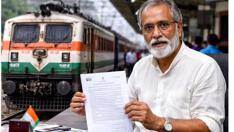 ಕನ್ನಡದಲ್ಲಿ ರೈಲ್ವೆ ಪರೀಕ್ಷೆ ನಡೆಸುವಂತೆ ಆಗ್ರಹಿಸಿದ ಡಾ. ಬಿಳಿಮಲೆ ಅವರ ಚಿತ್ರ