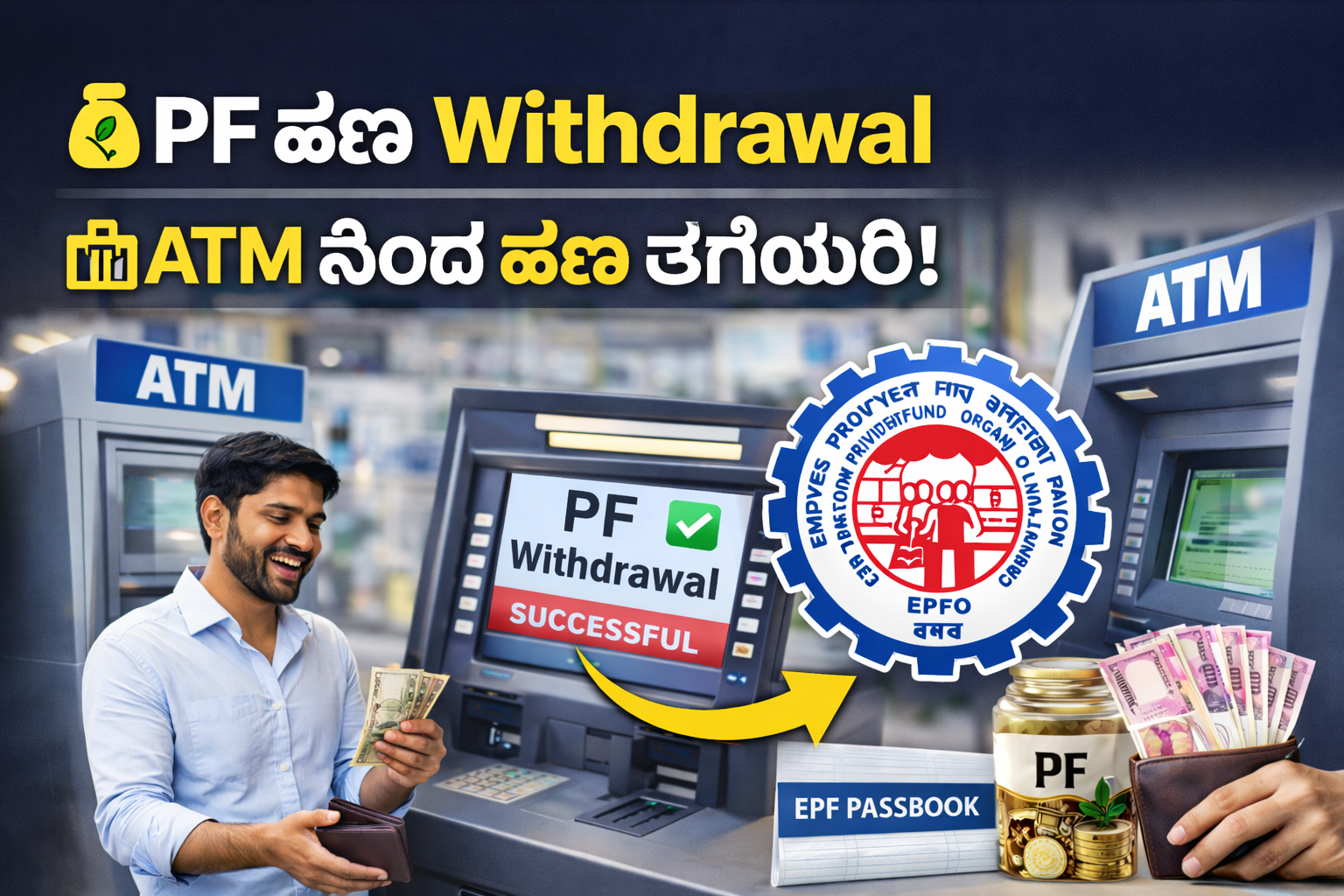 pf money withdrawal from atm using epfo new system in india